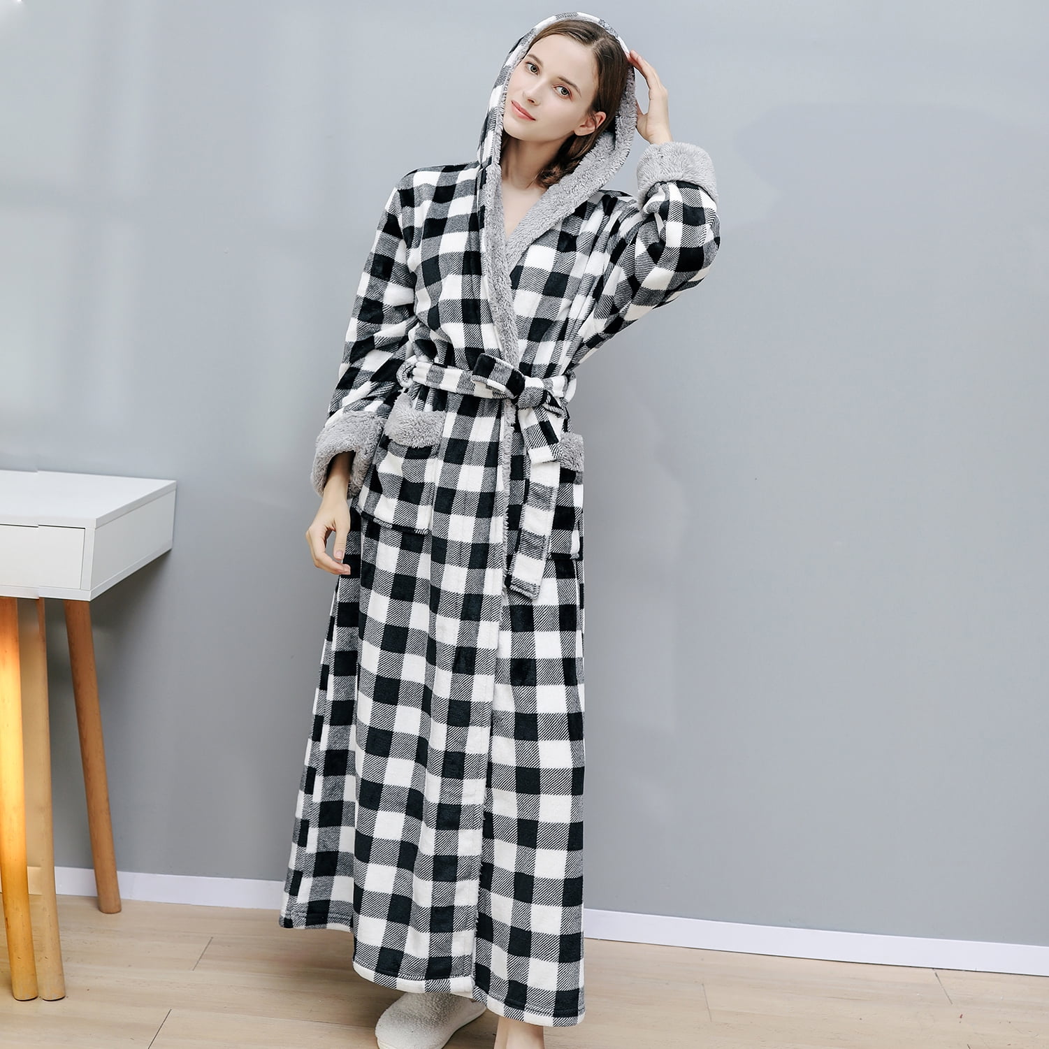 Jwl-winter Warm Pajama Robes Men Thickened Quilted Bathrobe Plaid Print  Pajamas Plus Size Bath Robe Sleepwear Housecoats For Home | Fruugo NO